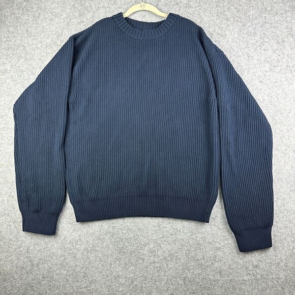 American Giant Chunky Cotton Sweater Mens XL Blue Heavyweight Knit Made in USA - Picture 1 of 11